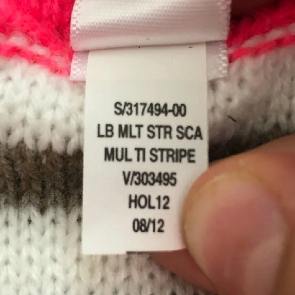 GAP Striped Scarf Women's One Size Gray Pink & Ivory